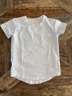 Olive + Scout Boy's Crewneck Cotton Basic T-Shirt | White | 12-18 months